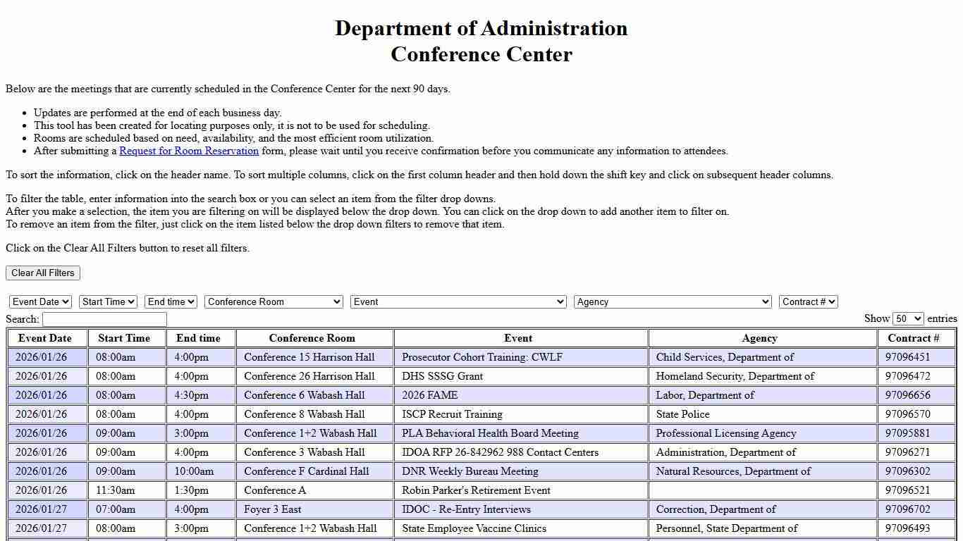 IDOA Conference Center Event Listing