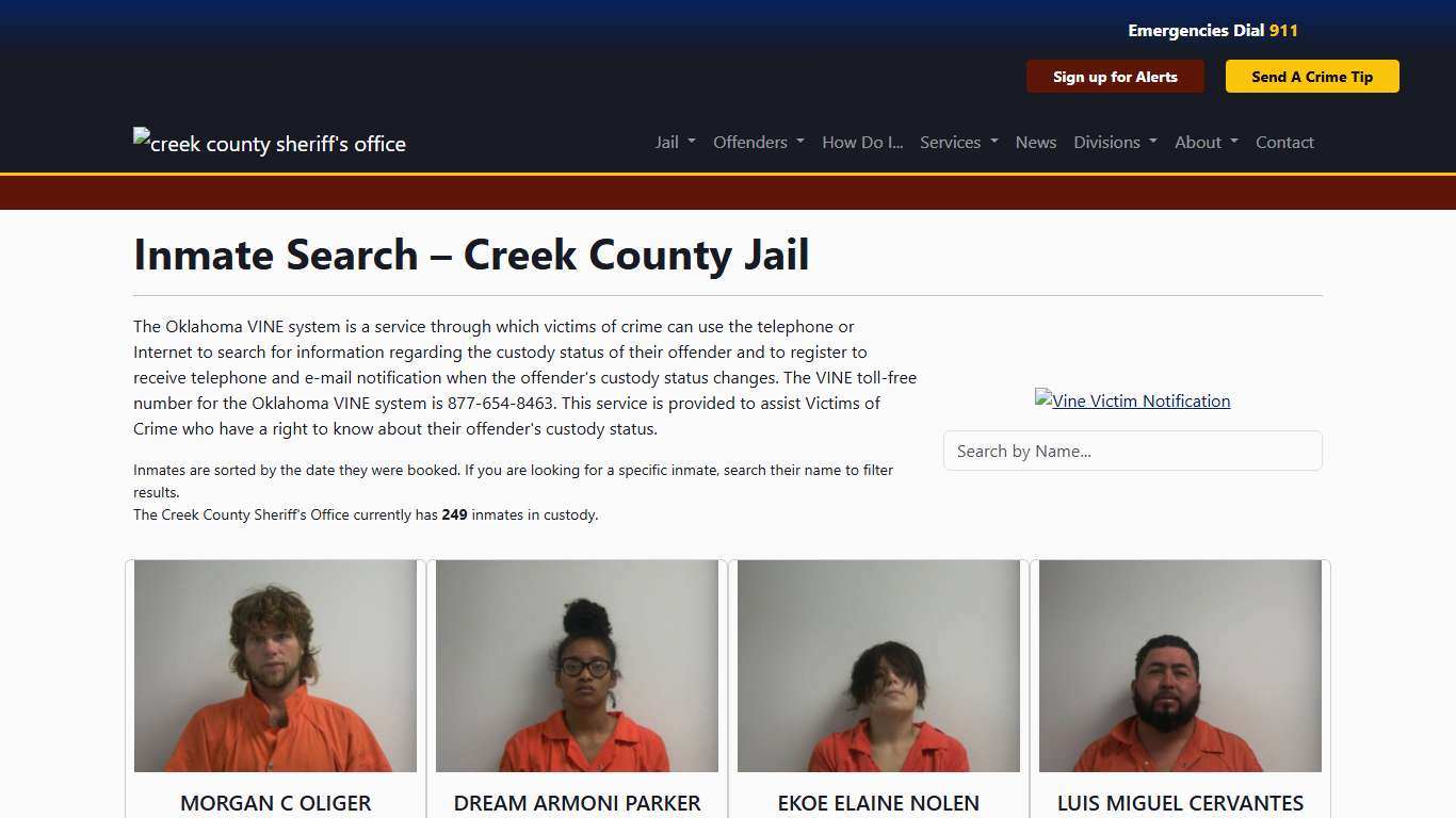 Inmate Search Creek County Sheriff's Office
